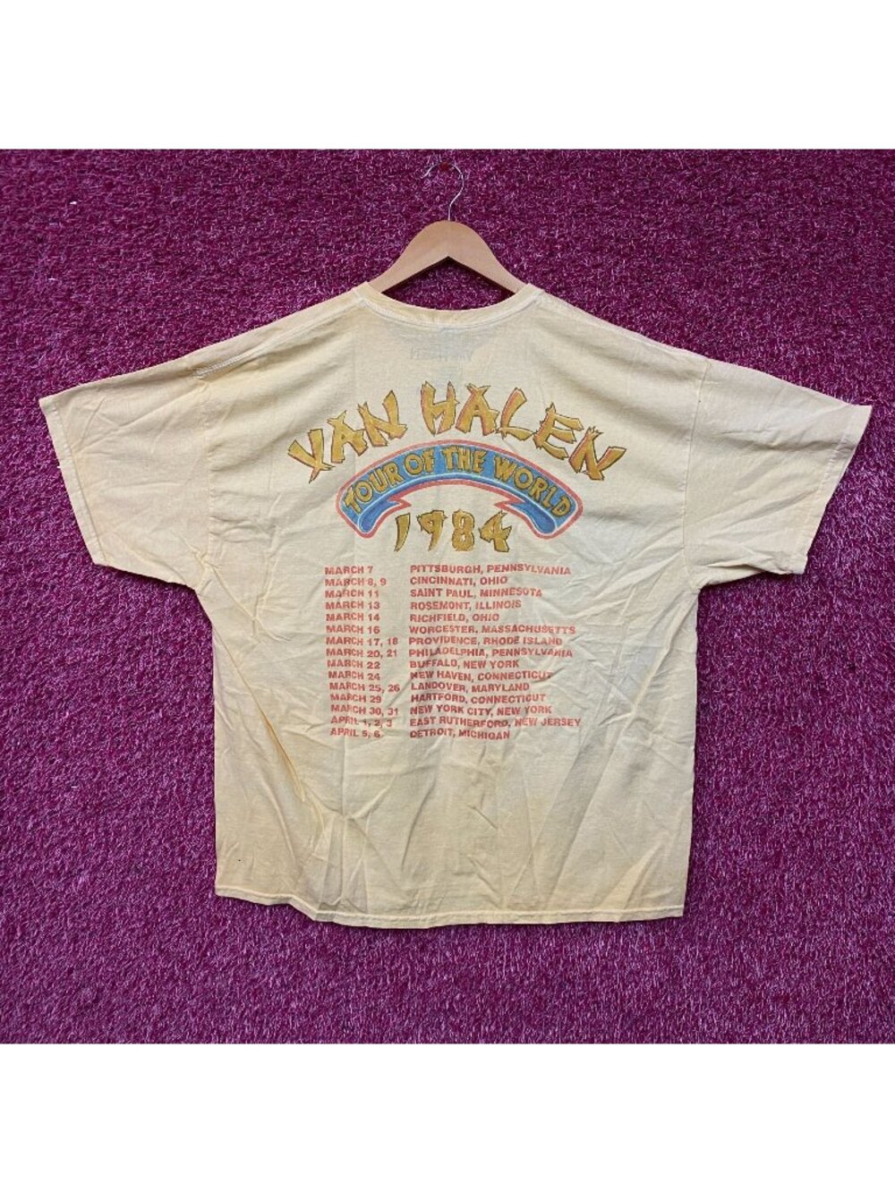 Van Halen 1984 Tour Of The World Retro Style Rock Graphic T-Shirt S/M